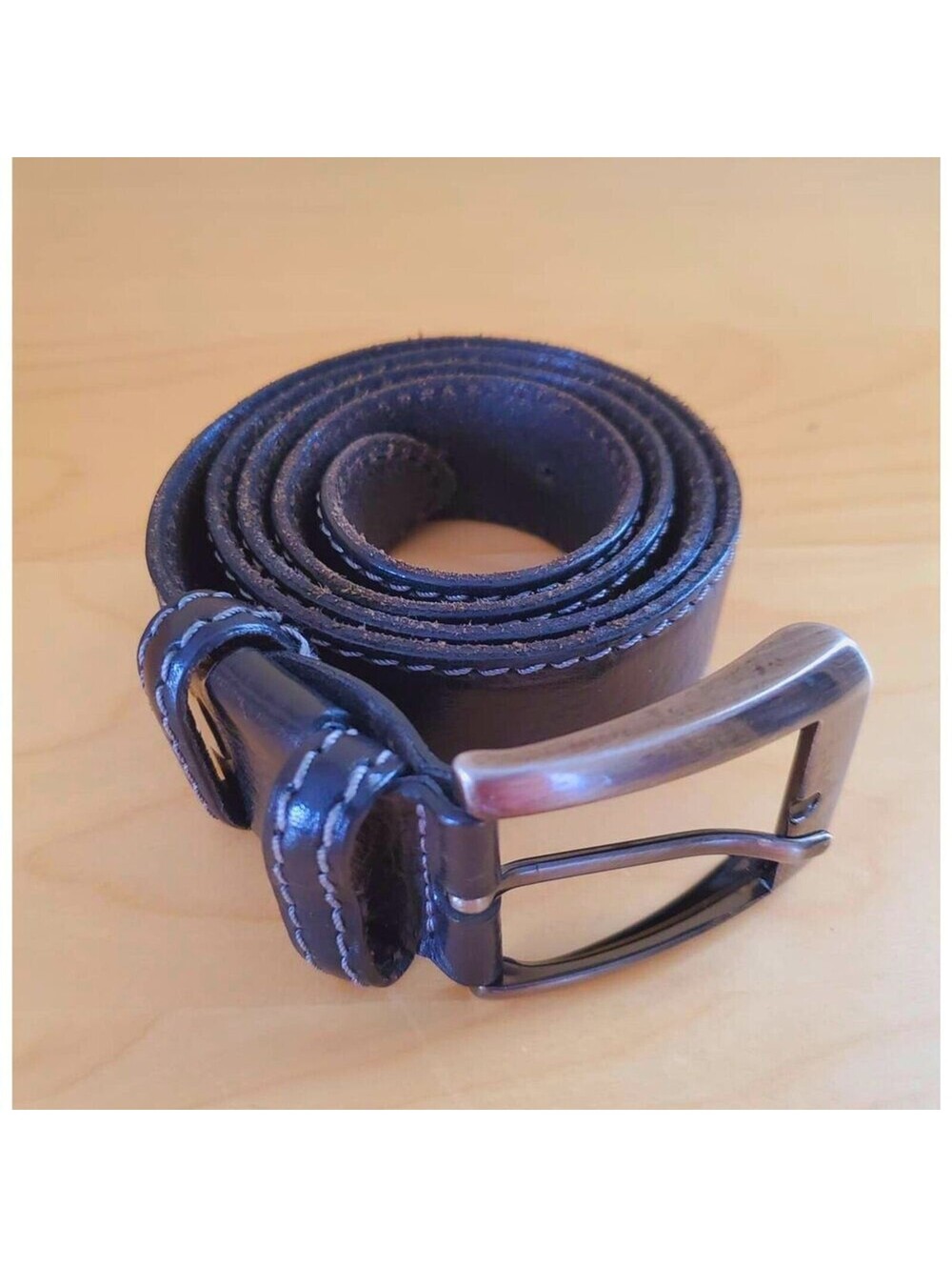 Marco Vidale Men's Genuine Black Belt Adjustable Metal Buckle, Size 40